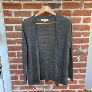 Ann Taylor LOFT grey silver sweater button knit M